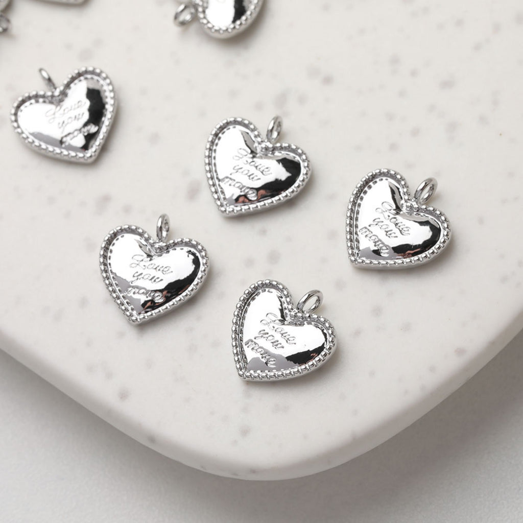 Gold Heart Pendant, Carved Heart, Tiny Heart Charm for Necklace Making, Jewelry Findings GT048