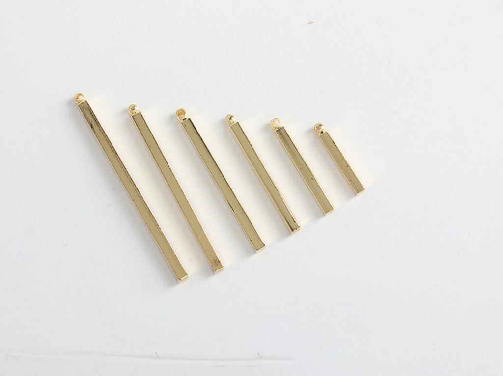 10pc Long Bar Pendant, 18K Gold Plated Square Bar Charm, 1.5cm,2cm,2.5cm,3cm,3.5cm,4cm, Earring Making Findings ZZ060