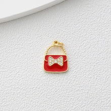 Cargar imagen en el visor de la galería, Colgante para bolso con pavé de circonitas cúbicas, bonitos dijes esmaltados para bolso, dijes chapados en oro de 18 quilates, fabricación de pulseras y collares, accesorios de joyería S1374