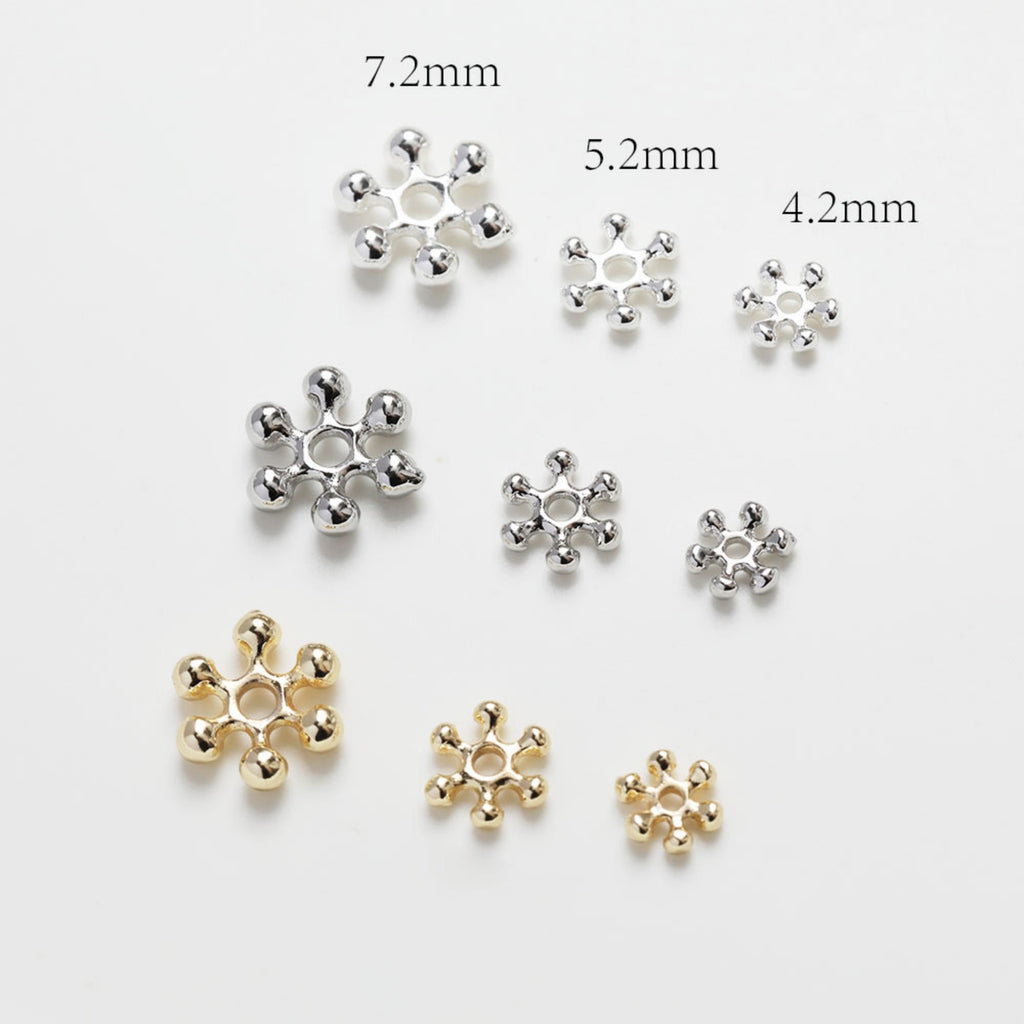 Flower Spacer Beads, 14K Gold Plated, 4mm, 5mm, 7mm, Dainty Earring Making Beads, Jewelry Finding SC010