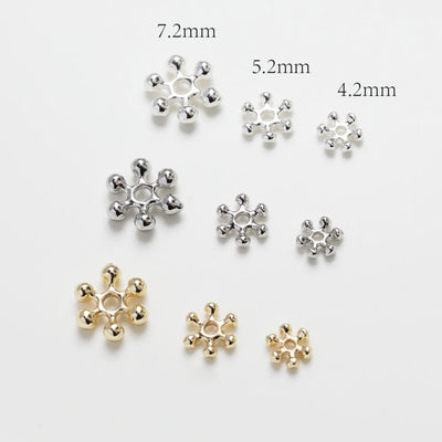 Flower Spacer Beads, 14K Gold Plated, 4mm, 5mm, 7mm, Dainty Earring Making Beads, Jewelry Finding SC010