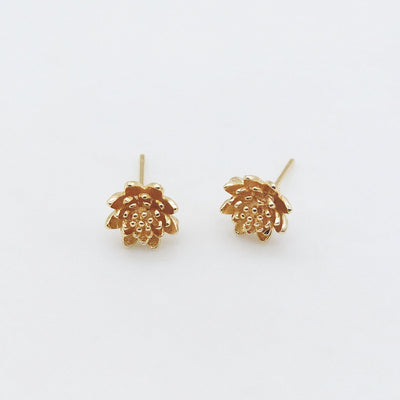 10PCS Flower Earring Post with Loop, 18K Real Gold Plated Brass Stud Earring With Loop, Nickel Free, Earring Finding ZX122