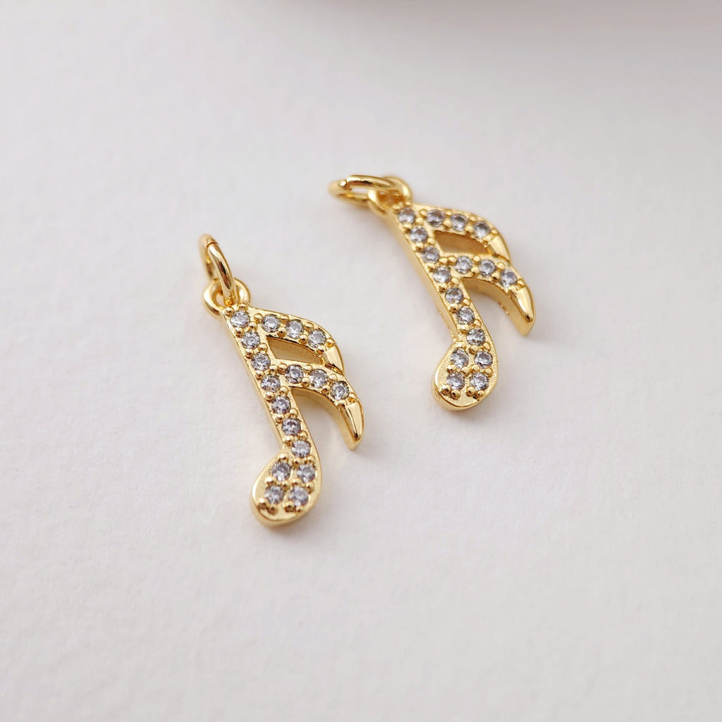Cubic Music Note Charms Collection, 18K Gold Plated CZ Pave Music Note Pendant, Jewelry Findings S1200