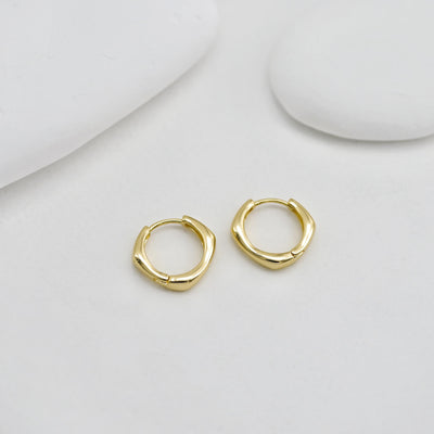 Geometric Rhombus Hoop, Minimalist Everyday Earrings, 17mm, 18K Gold Plated Leverback Earrings, Huggie Hoops Earring D0554