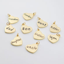 Load image into Gallery viewer, Family Members Love Pendant, Heart Charms, 18K Gold Plated Love Charms, Bracelet Necklace Making Pendants, Jewelry Findings S1146