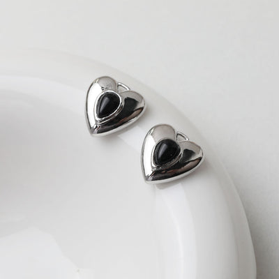 Heart Charms, Pave Black Stone, 14K Gold Plated, Love Pendant, Necklace Making Pendants, Jewelry Findings GT031