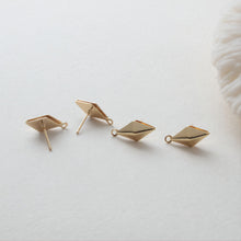 Load image into Gallery viewer, Minimalist Rhombus Ear Post With Loop, S925 Silver Ear Pin Nickel Free, Gold/Silver Ear Stud, Hypoallergenic Earring Findings JJ009