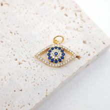Load image into Gallery viewer, Cubic Evil Eye Charm, 18K Gold Plated Micro CZ Pave Eye Collection Pendant Necklace Making Charm, Jewelry Findings S20223