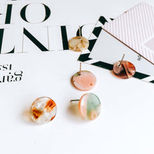 Load image into Gallery viewer, 10PCS Acrylic Round Earring Findings, 15 Colors You Choose, S925 Silver Ear Stick, Nickel Free, Earring Finding MY008