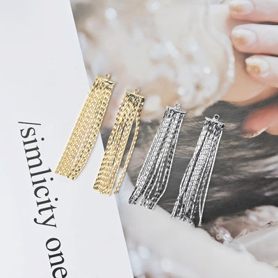 Gold Chain Tassel Pendant, Gold Wheat Style Chain Charm, 18K Gold Plated Earring Chain Pendant, Earring Findings ZX356