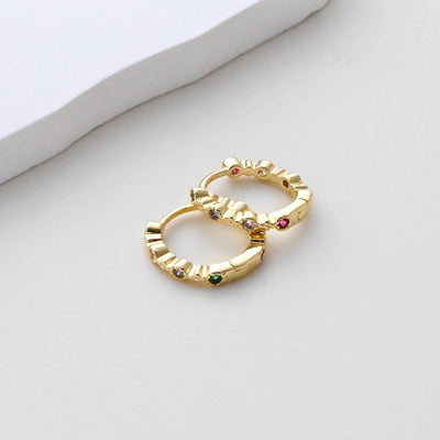 Rainbow CZ Earring Hoops, Gold Plated Huggie Hoop Earring, Leverback Earring, DIY Earring  Findings, Handmade Earring Supplies D0549