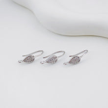 Load image into Gallery viewer, 18K Gold Plated Ear Wires, Learf Cubic Pave Earring Hooks, Nickel Free, Fish Hooks, Ear Wires for Jewelry Making D0132