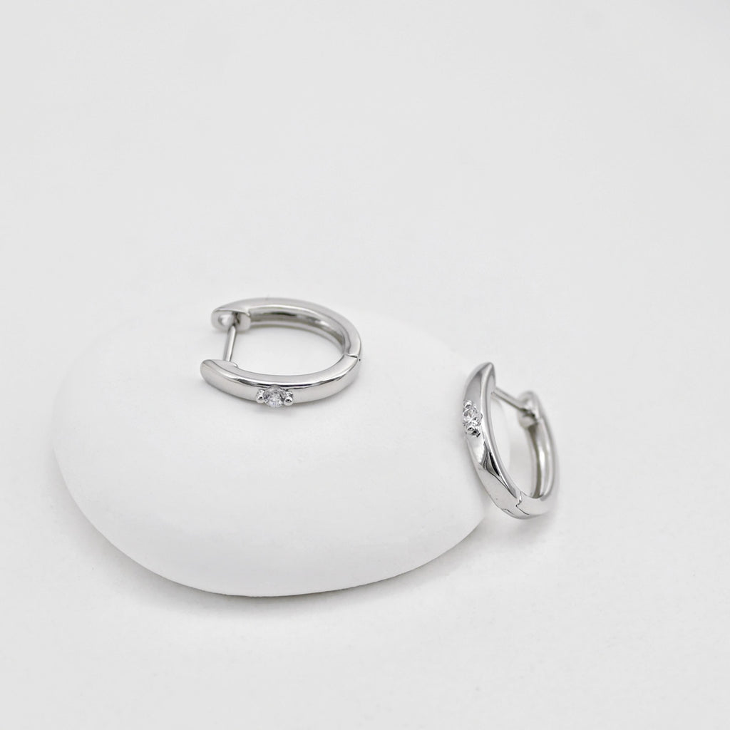 Gold Ear Hoops Pave CZ, Oval Hoops, 15.5mm, 18K Gold Plated Leverback Earrings, Huggie Hoops Earring D0556