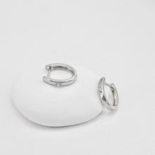 Load image into Gallery viewer, Gold Ear Hoops Pave CZ, Oval Hoops, 15.5mm, 18K Gold Plated Leverback Earrings, Huggie Hoops Earring D0556