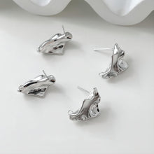 Load image into Gallery viewer, Irregular Ear Post With Loop, S925 Silver Ear Pin Nickel Free Earrings, Gold/Silver Ear Stud, Hypoallergenic Earring Findings GE035