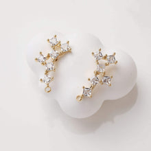 Load image into Gallery viewer, Irregular Pave CZ Earring Post, 14K Gold/Silver Plated,  S925 Silver Pin Nickel Free Earrings, Hypoallergenic Earring Findings GZ397