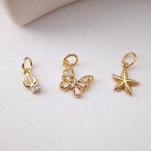Load image into Gallery viewer, Gold Starfish Charms, Cactus Pendant, Butterfly, 18K Gold Plated, Dainty Starfish Shape Pendant, Jewelry Making Pendant S1204