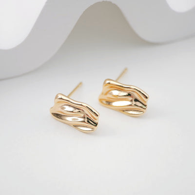 Pendientes de aro con nicho irregular y aro, sin níquel, de oro de 18 quilates, hipoalergénicos, ZX189