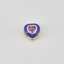 Cargar imagen en el visor de la galería, 2 cuentas espaciadoras de corazón esmaltadas, chapadas en oro de 18 quilates, con pavé de circonitas cúbicas, de 8 mm, para colgante de corazón, suministros para bisutería S20663