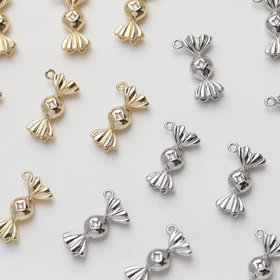 Gold Candy Charm, Candy Pendant, Real Gold Plated, Silver Candy, Necklace Making Charm, Jewelry Findings GZ521