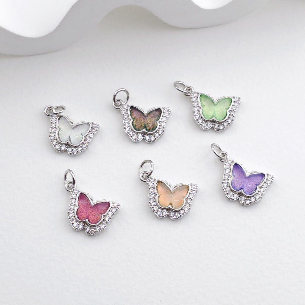 Crystal Butterfly Charms, CZ Pave Charm, 18K Gold/Silver Plated Butterfly Pendant, Jewelry Findings S1297
