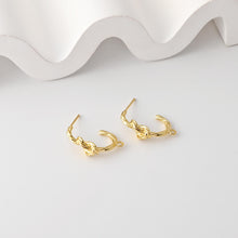 Load image into Gallery viewer, Pleated C Shape Knot Earrings Post With Loop, 18K Gold Plated, Nickel Free, S925 Silver Pin, Ear Stud Hypoallergenic Earring Findings D0431