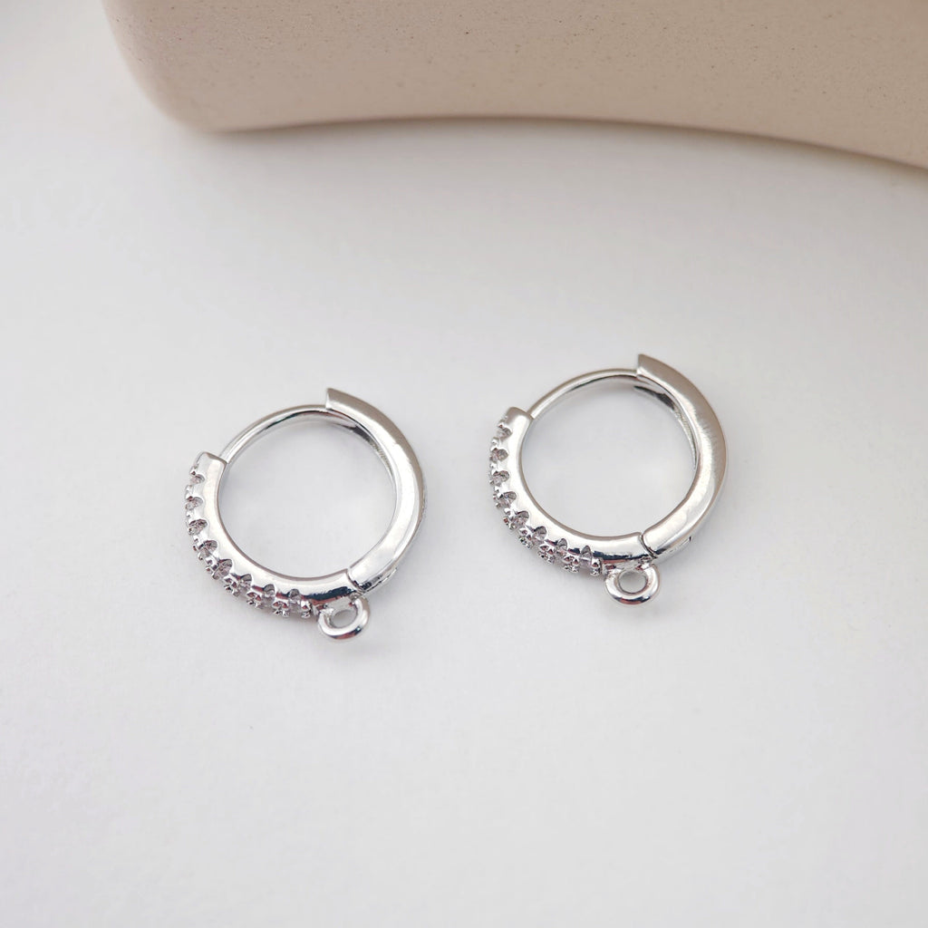 Cubic Zirconia Ear Hoops Multicolor Pave Crystal , 14.8*13.8mm, 18K Gold Plated Leverback Earrings, Huggie Hoops Earring D0156