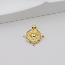 Load image into Gallery viewer, Round Badge Pendant, Wing Charm, Sun Pendant, 18K Gold Plated, Necklace Making Charm, Jewelry Findings S20740