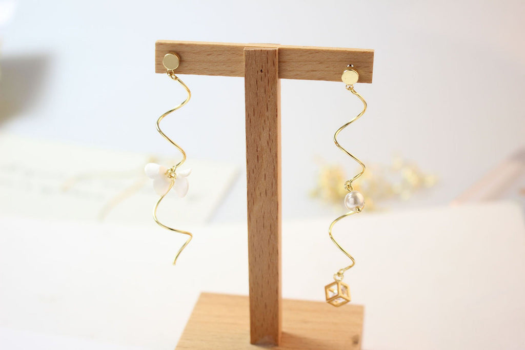 10pcs Danity Wave Connector with loops, 14K Gold/Silver Plated Earring Making Findings, Jewelry Findings GZ161