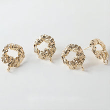 Cargar imagen en el visor de la galería, Pendientes de plata de ley 925 con pasador calado irregular y bucle, dorados y plateados, sin níquel, hipoalergénicos, GE064