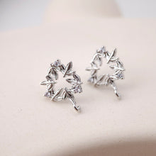 Cargar imagen en el visor de la galería, Poste para pendientes de hoja, pendiente de botón de latón chapado en oro auténtico de 18 quilates con aro, pasador de plata S925, sin níquel, fornitura para pendientes S1196