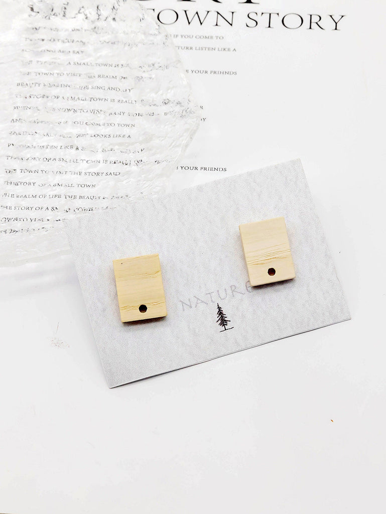 4PCS Wood Earrings, Rectangle Wooden Earrings for women, Reclaimed Ash Wood, Nickel Free, Geometric Statement Earrings Finding  JT905