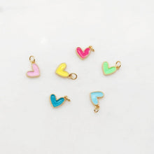 Load image into Gallery viewer, Multicolor Enamel Tiny Heart Charm, 18K Gold Plated Heart Pendant, 9mm, Necklace Bracelet Making Pendant S20389