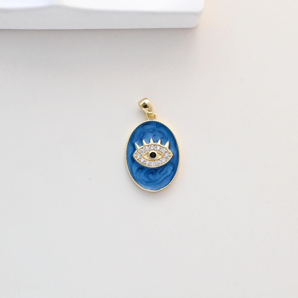 سحر عين الشر، مطلية بالذهب عيار 18 قيراطًا، سحر عين من المينا، مرصعة بأحجار الزركونيا المكعبة، قلادة عين الشر، سحر صنع القلائد، نتائج المجوهرات S1336