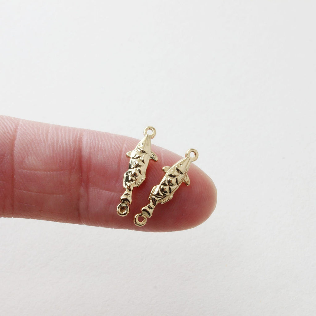 10pcs Fish Pendant, Necklace Charm, 14K Gold/Silver Plated, Bracelet Making Pendant, Jewelry Supply Finding JG056