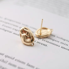 Load image into Gallery viewer, 10pcs Gold Stone Earring Post With Loop, S925 Silver Pin Nickel Free Earrings, Ear Stud Loop, Hypoallergenic Earring Findings Z094