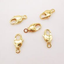 تحميل الصورة إلى عارض المعرض، 10 قطع - مشبك مخلب جراد البحر مطلي بالذهب اللامع عيار 18 قيراطًا، 7 × 15 مم، مشبك لصنع القلادة والأساور بحلقة مغلقة، نتائج المجوهرات S318