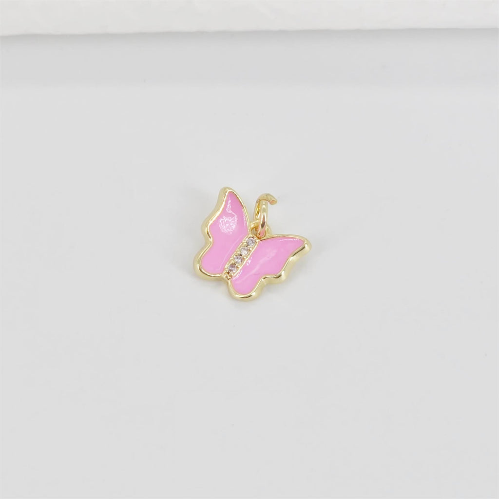 Enamel Butterfly Dangle Pendants, 18K Gold Plated Enamel Butterfly Pendant, Earring Making Charm, Jewelry Findings S20787