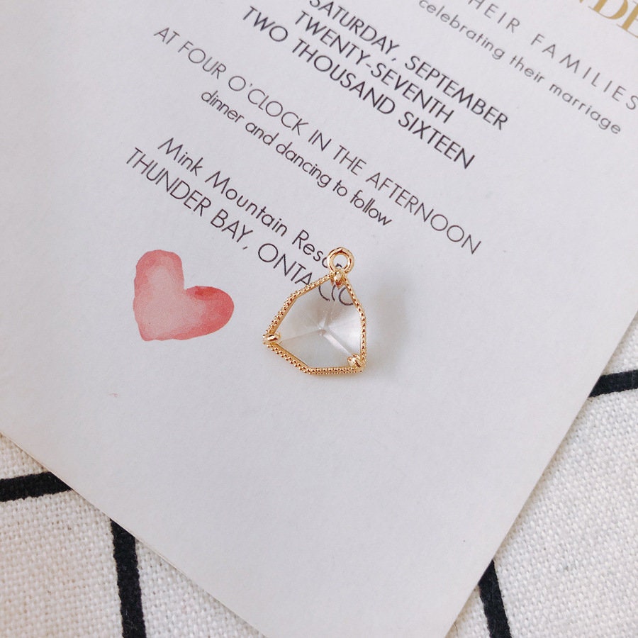 10pcs- Crystal Triangle Geometry Charms, 14K Gold Plated Crystal Pendant, Jewelry Findings MY073-F050