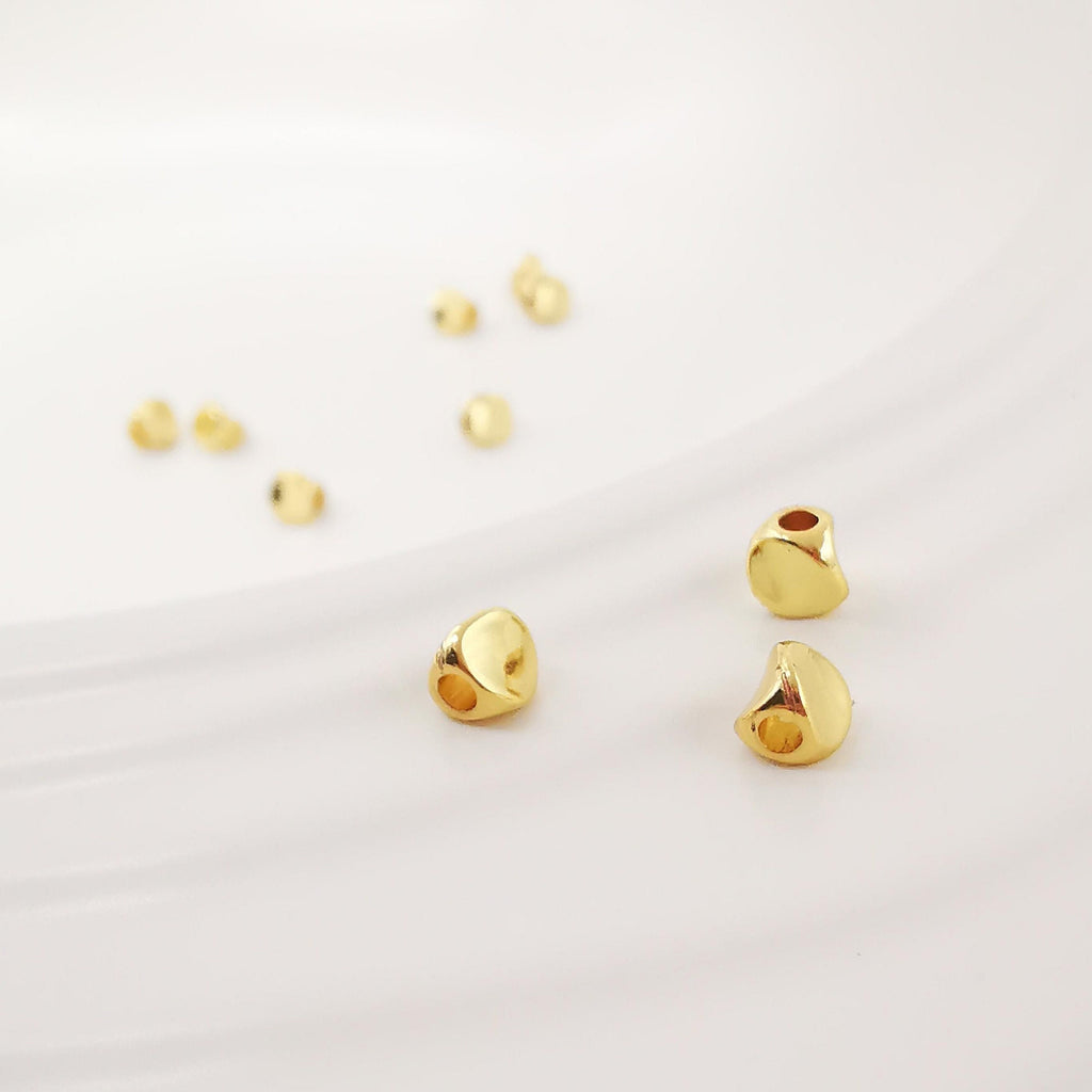 10pcs Faceted Spacer Beads, 18K Shiny Gold Plated Square Beads, 4.5mm, Bracelet Beads, Spacer Beads, Jewelry Finding S20339