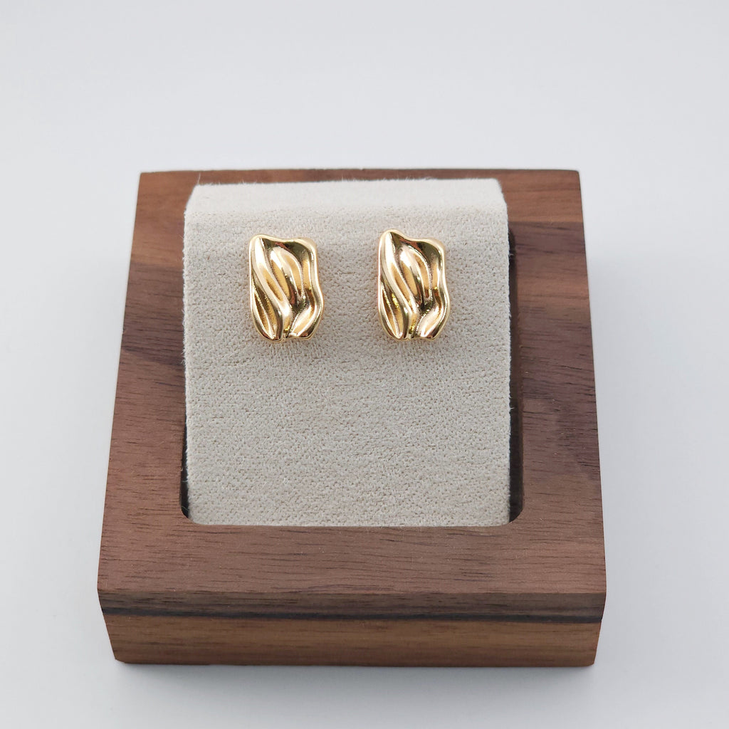 Pendientes de aro con nicho irregular y aro, sin níquel, de oro de 18 quilates, hipoalergénicos, ZX189