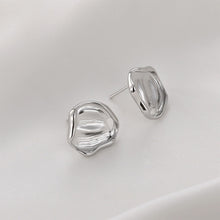 Load image into Gallery viewer, Pleated Irregular Earring Post, 14K Gold/Silver, S925 Silver Pin Nickel Free Earrings, Knot Ear Stud with Loop LL166