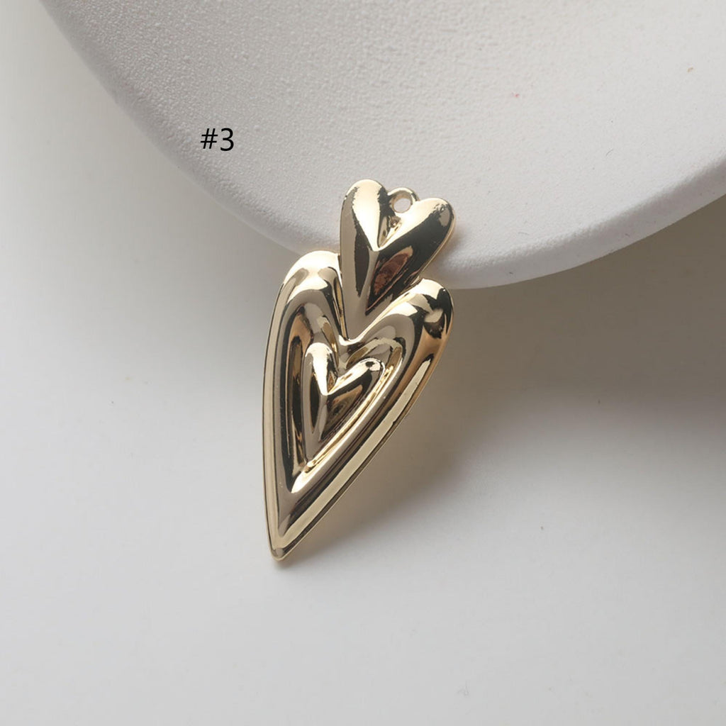 Shiny Heart Charms, 14K Gold Plated Love Pendant, Necklace Making Pendants, Jewelry Findings GZ738