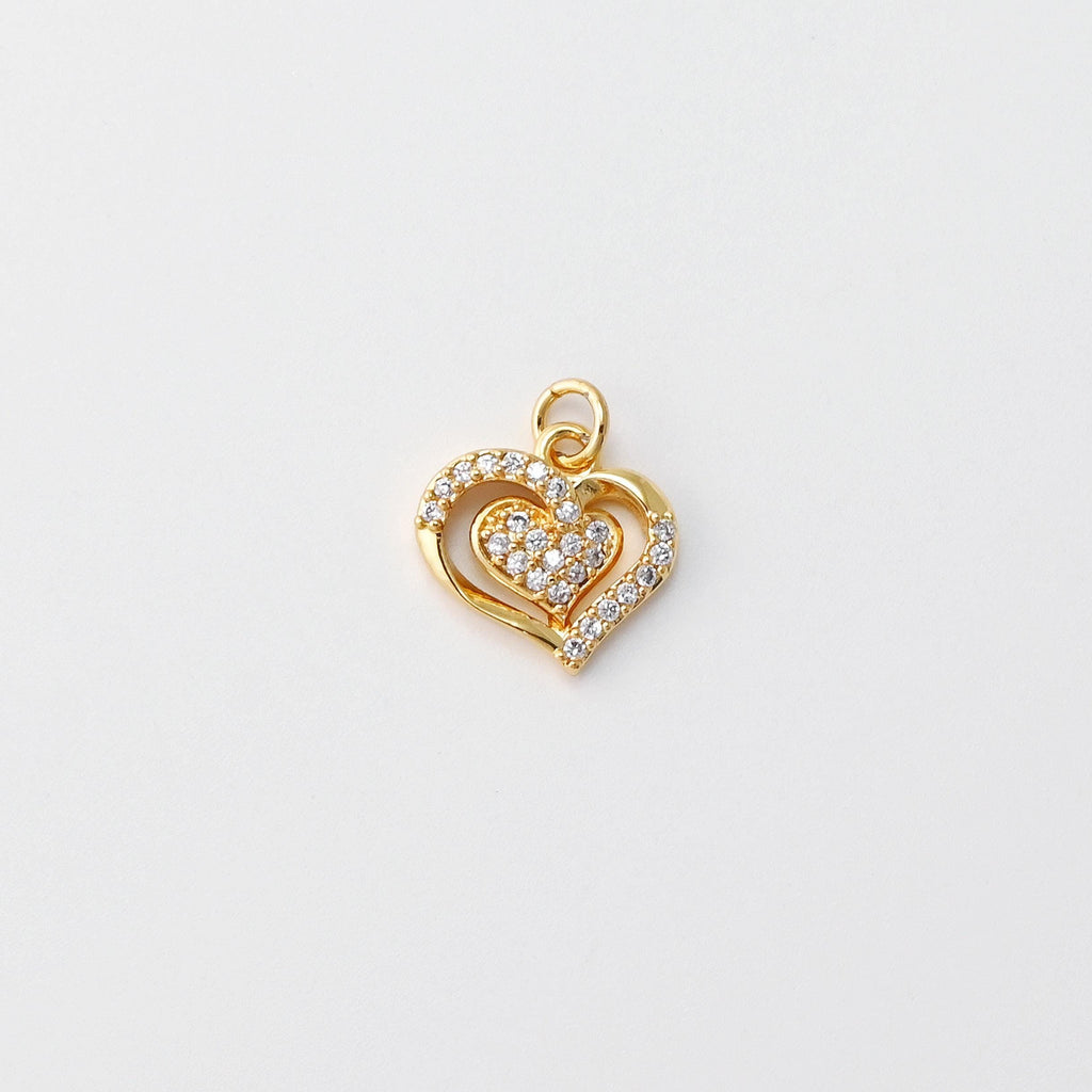 Cubic Heart Charms, 18K Gold Plated CZ Pave Love Charms, Bracelet Necklace Making Pendants, Jewelry Findings S20819