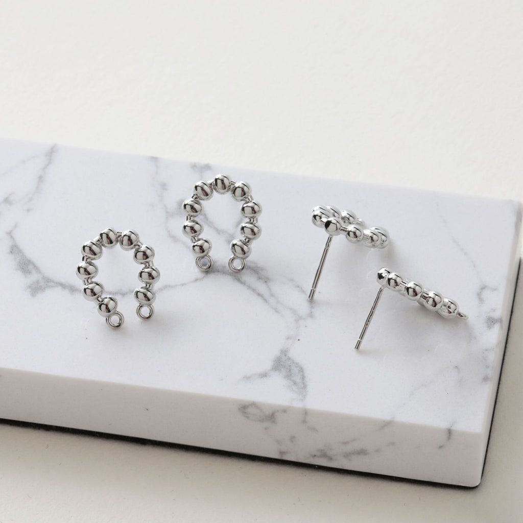 14K Gold  U Shape Earring Post With 2 Loops, Arch Ear Studs, S925 Silver Ear Pin Nickel Free Earrings, Hypoallergenic Earring Findings BB099