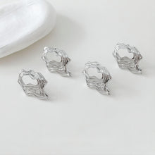 Load image into Gallery viewer, Irregular 14K Gold Pleated Openwork Post with Loop, Gold/Silver, S925 Silver Pin Nickel Free Earrings, Hypoallergenic Earring Findings GE022