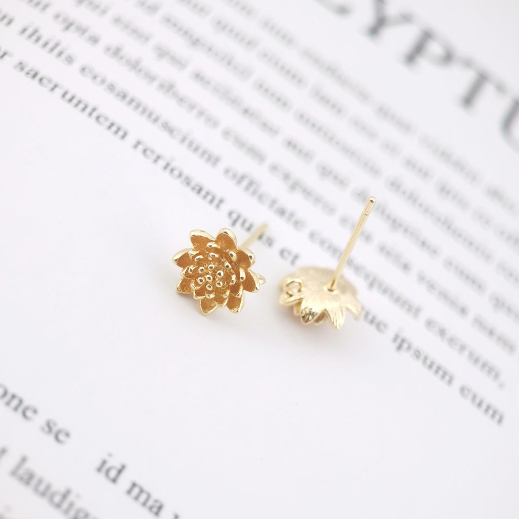 10 قطع من أقراط الزهور مع حلقة، أقراط نحاسية مطلية بالذهب الحقيقي عيار 18 قيراطًا مع حلقة، خالية من النيكل، أداة العثور على الأقراط ZX122