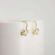 Load image into Gallery viewer, 18K Gold Plated Ear Wires, heart Cubic Pave Earring Hooks, Nickel Free, Fish Hooks, Ear Wires for Jewelry Making D0169