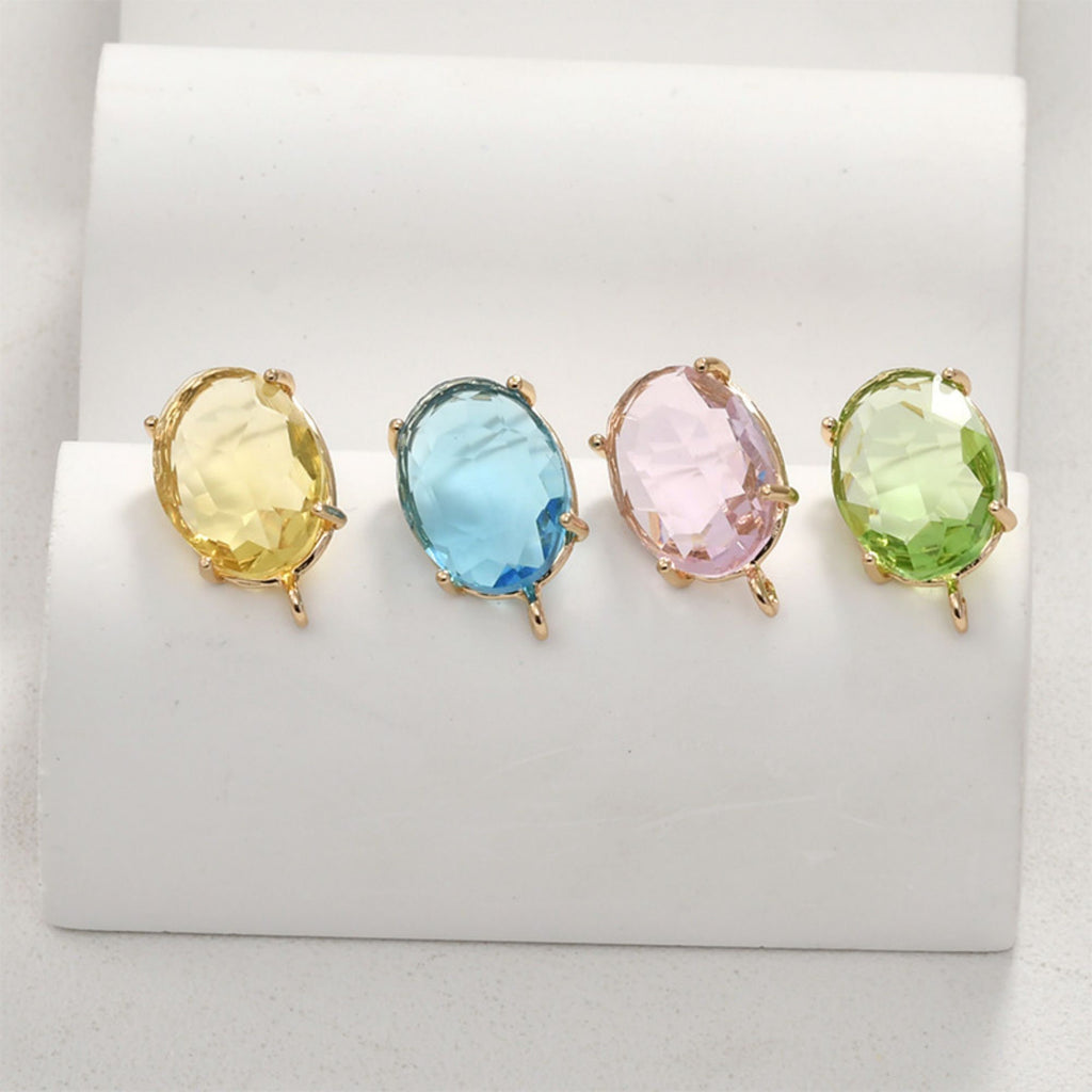 Poste para aretes ovalado con aro, aretes de plata S925 sin níquel, aretes con gemas de cristal, accesorios hipoalergénicos LL149