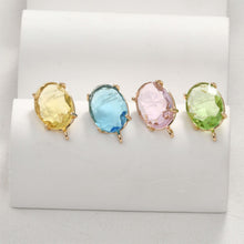 Cargar imagen en el visor de la galería, Poste para aretes ovalado con aro, aretes de plata S925 sin níquel, aretes con gemas de cristal, accesorios hipoalergénicos LL149